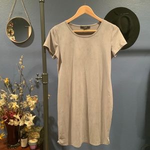 Faux suede t-shirt dress